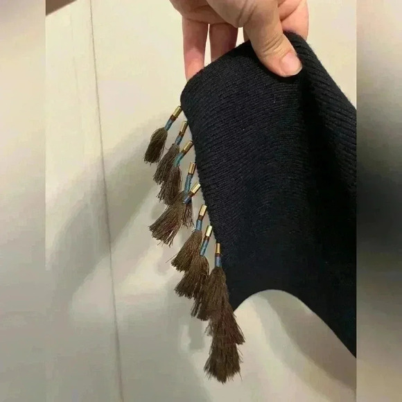 J. Crew Navy Long Knit Cashmere/Lambs Wool Blend Scarf w/ Tassels - Picture 6 of 10